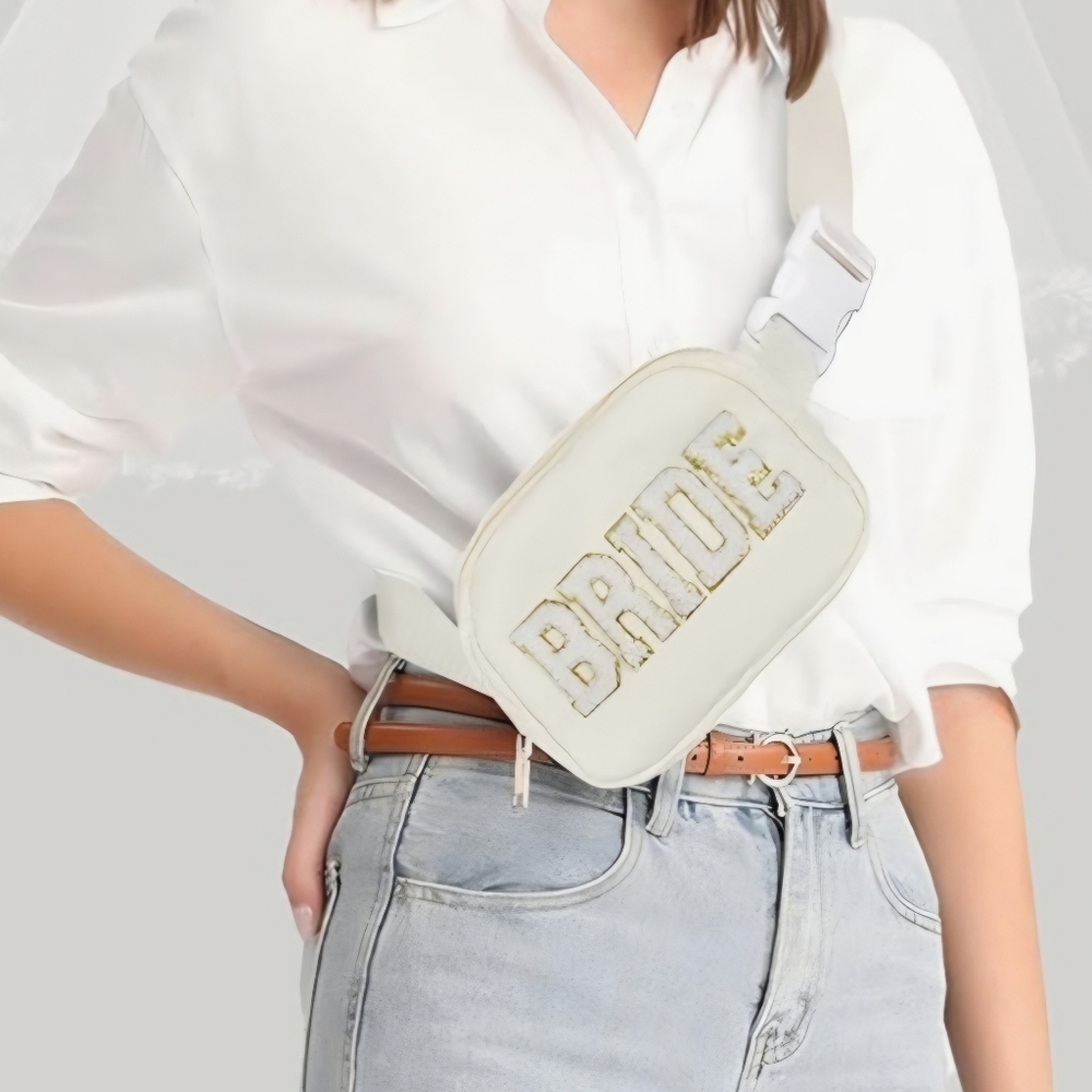Bride Fanny Pack Adjustable Belt Bag for Wedding, Bachelorette Party, and Events